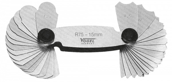 Vogel Germany Radienschablone, Normalstahl, 15.5 - 25.0 mm, 30 Blätter, 472107