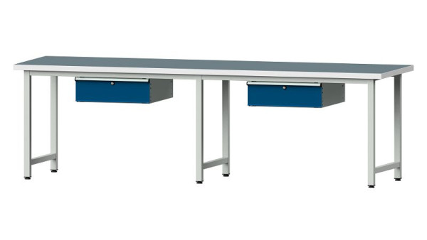 ANKE Werkbänke Arbeitstisch, Modell 193, 2800 x 800 x 840 mm, RAL 7035/5010, UBP 40 mm, 401.472
