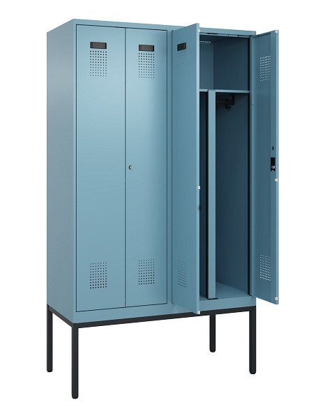C+P PSA Doppel-Spind Evolo PLUS, Gestell, 4 Abteile, 2120x1200x500mm, 0010/0010, Zylinderschloss, 0490327-40P S10048