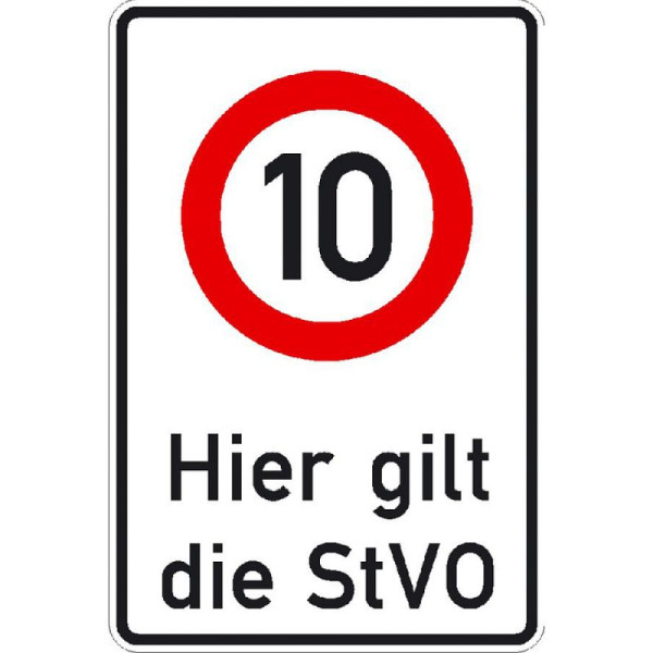 Stein HGS Verkehrsschild, Hier gilt die StVO zulässige Höchstgeschwindigkeit 10 km/h, 53.5827