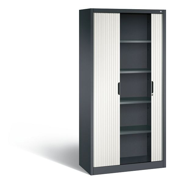 C+P Rollladenschrank Omnispace, H1980xB1000xT420mm, Farbe: Schwarzgrau / Verkehrsweiß, Griffmulde, 5 OH, 3202-00 S10480