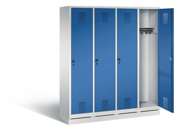 C+P Garderobenschrank Evolo, H1800xB1590xT500mm, Farbe: Lichtgrau / Enzianblau, 48020-42 S10000