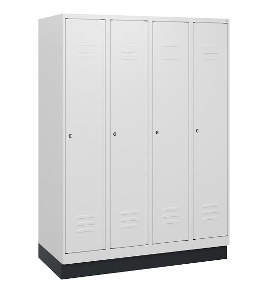 C+P Umkleidespind Classic PLUS, Sockel, 4 Abteile, 1630x1200x500mm, 9016/9016, Zylinderschlösser, 0800205-40 S10029