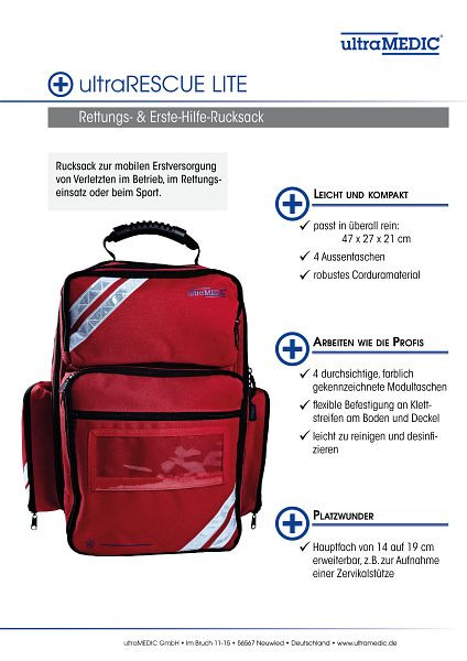ultraMEDIC Erste Hilfe Rucksack mit 4 Modultaschen, ohne Füllung, SAN-400-R
