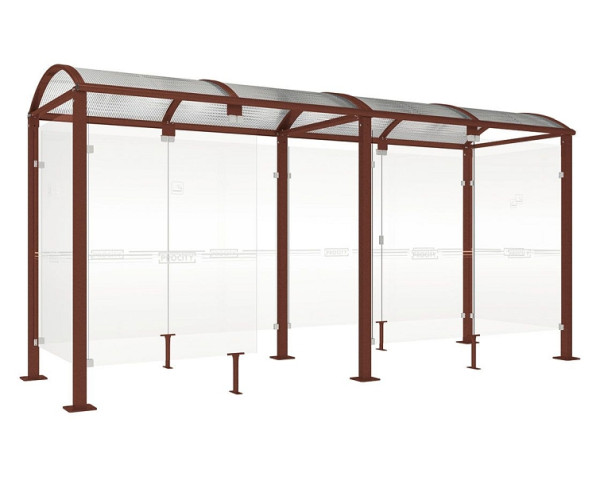 Procity Raucherunterstand Klassik "M" - Tiefe 1560 mm, Farbe Rost Korken Effekt, Maße: Breite 5000 x Höhe 2547 x Tiefe 1666 mm, 529371.S025