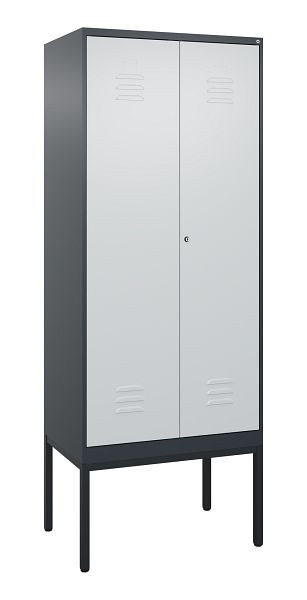C+P Umkleidespind Classic PLUS, Doppel-Spind, Gestell, 2 Abteile, 2120x800x500mm, 7016/7035, Zylinderschloss, 0800327-22P S10028