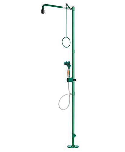 B-SAFETY Körperdusche mit Hand-Augendusche mit 2 Brauseköpfe, grün, Bodenmontage, BR 834085/75 l, 305294