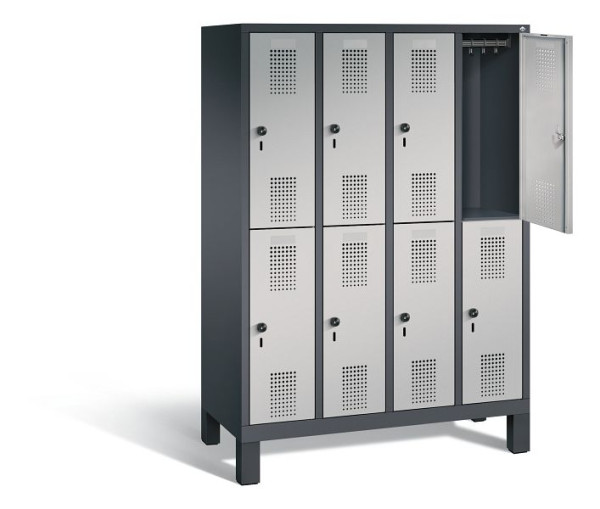 C+P Spind doppelstöckig Evolo, H1650xB1190xT500mm, Farbe: Schwarzgrau / Weißaluminium, 483106-40 S10057