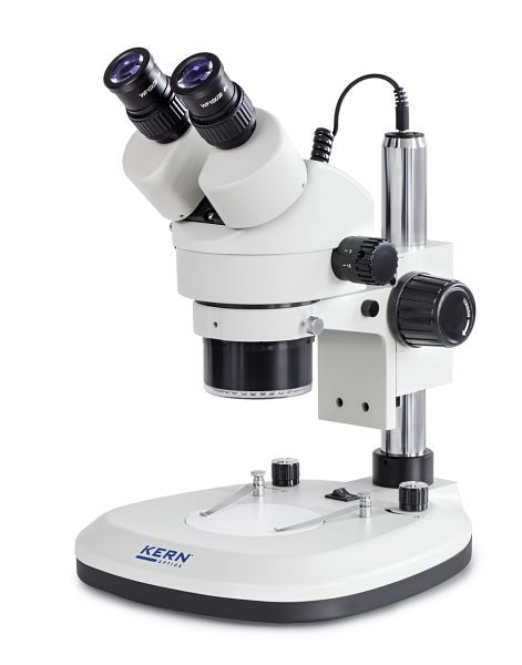 KERN Optics Stereo-Zoom-Mikroskop mit Ringbeleuchtung, Greenough 0,7 x - 4,5 x, Binokular, Eyepiece HWF 10x / Ø 20mm, OZL 465