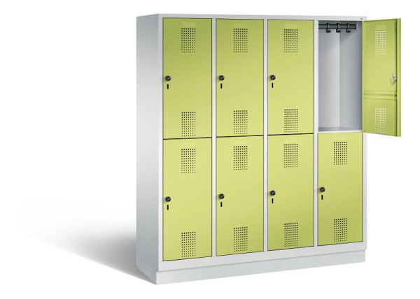 C+P Spind doppelstöckig Evolo, H1800xB1590xT500mm, Farbe: Lichtgrau / Viridingrün, 48320-42 S10296