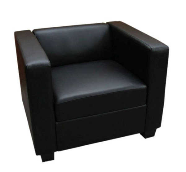 Mendler Sessel Loungesessel Lille, Kunstleder, schwarz, 14202+14240