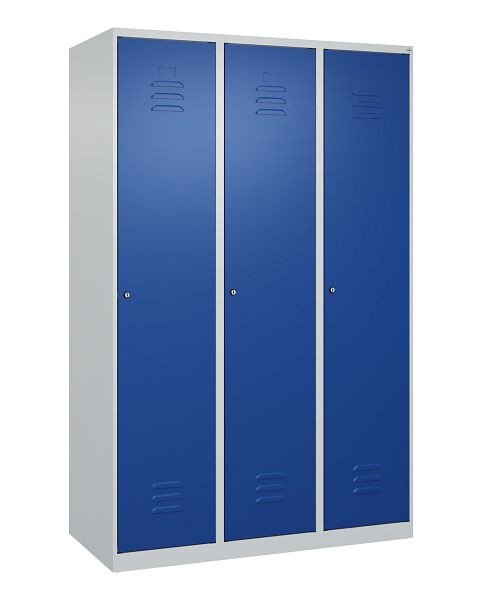 C+P Umkleidespind Classic PLUS, 3 Abteile, 1850x1200x500mm, 7035/5010, Zylinderschlösser, 080000-32 S10016