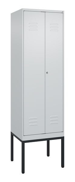 C+P Umkleidespind Classic PLUS SW, Gestell, 2 Abteile, 2120x600x500mm, 7035/7035, Zylinderschloss, 0800327-20 S10024