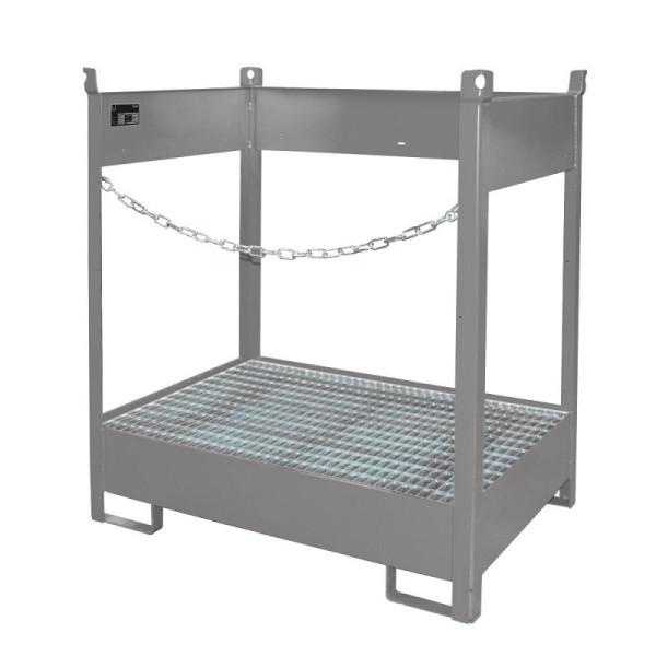 STEIN HGS Fass-Stapelpalette FSP, RAL 7005 mausgrau, lackiert, 245 Liter, seitlich offen, 79140.0023