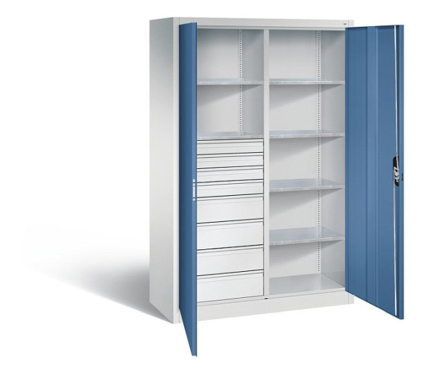 C+P Werkzeugschrank Acurado, H1950xB1200xT500mm, Farbe: Lichtgrau / Fernblau, Muldengriff, 8931-305 S10252