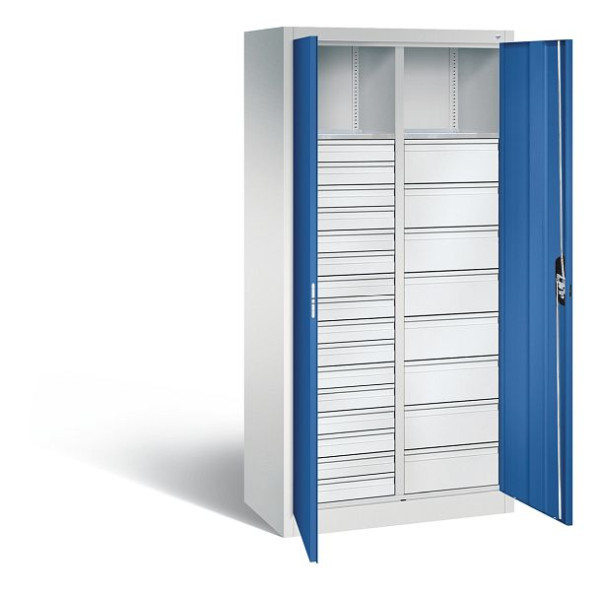 C+P Werkzeugschrank Acurado, H1950xB930xT500mm, Farbe: Lichtgrau / Enzianblau, Muldengriff, 8921-303 S10038