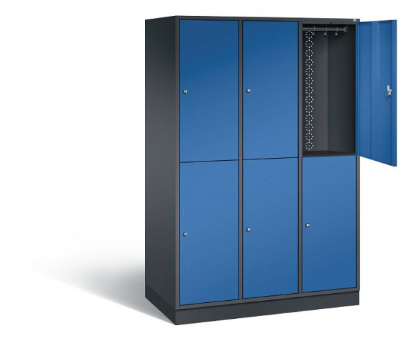 C+P Spind doppelstöckig XL Intro, H1950xB1220xT590mm, Farbe: Schwarzgrau / Enzianblau, 8270-303 S10045