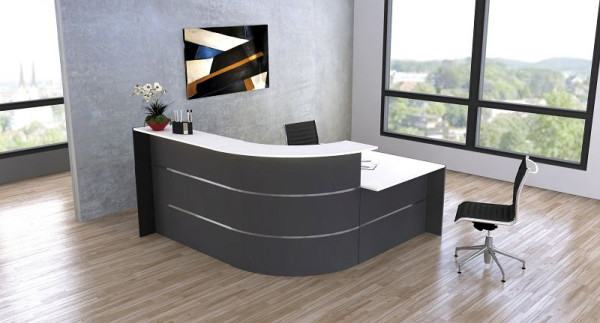 Kerkmann Bari kleine L-Theke mit Beratungsplatz, B 2350 mm x T 2000 mm x H 1120 mm, Farbe: anthrazit, 21355913