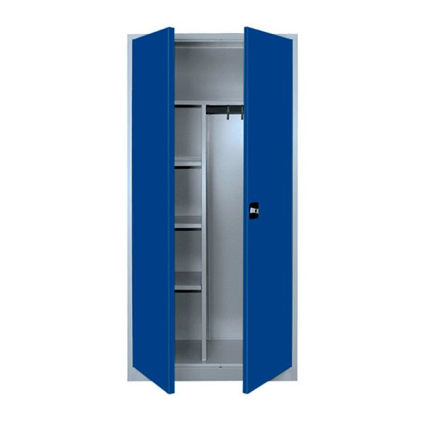 Lüllmann ClassiX Mehrzweck Flügeltürenschrank 1800 x 800 x 380 mm lichtgrau/enzianblau, X-545521