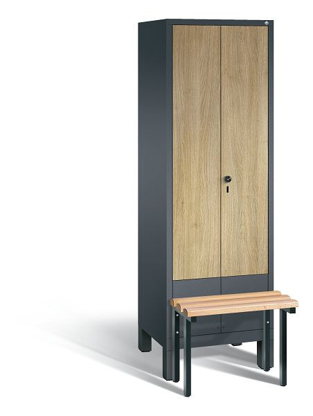C+P Spind Evolo, 2 Abteile, H1850xB610xT815 mm, Anthrazit/HPL Eiche, 48032-20 S10311