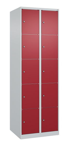 C+P Schließfachschrank Classic PLUS, 2 Abteile, 1850x600x500mm, 7035/3003, 080000-205 S10001