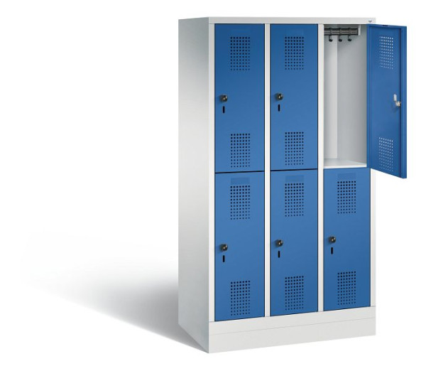 C+P Spind doppelstöckig Evolo, H1600xB900xT500mm, Farbe: Lichtgrau / Enzianblau, 483206-30 S10054