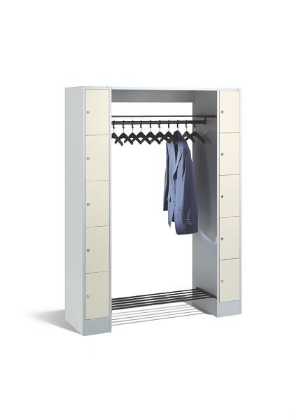 C+P Offene Garderobe Serie 8070, H1950xB1430xT480mm, Farbe: Lichtgrau / Perlweiß, 80710-00 S10077