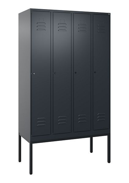 C+P Umkleidespind Classic PLUS mit Mitteltrennwand, Gestell, 4 Abteile, 2120x1200x500mm, 7016/7016, Zylinderschlösser, 0800307-40F S10027