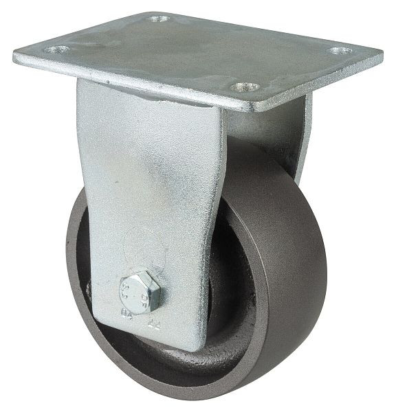 BS Rollen Schwerlastrolle, Bockrolle, Rad-Breite 50 mm, Rad-Ø 125 mm, Tragfähigkeit 550 kg, Lauffläche Guss, Radkörper Guss, Kugellager, RR110.C81.125