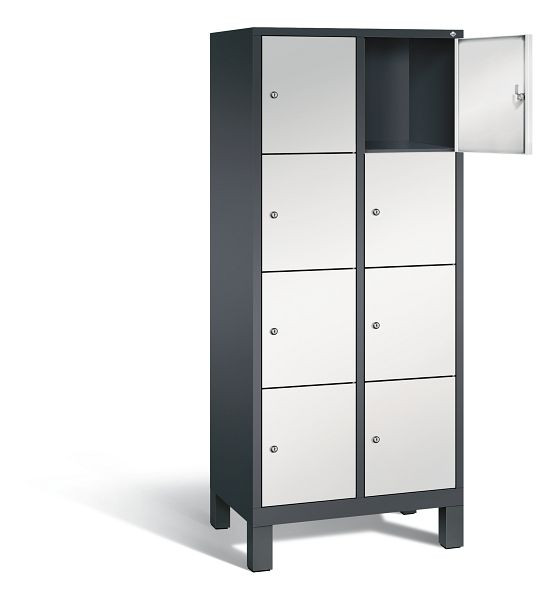 C+P Schließfachschrank Evolo, H1850xB810xT500mm, Farbe: Schwarzgrau / Lichtgrau, 48010-224 S10040