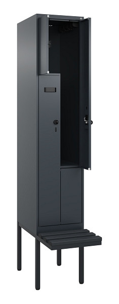 C+P Z-Spind Evolo PLUS, Bank, 2 Fächer, 2120x400x815mm, 7016/7016, Drehriegel, Material Sitzfläche Kunststoff, 0490437-122 S10070