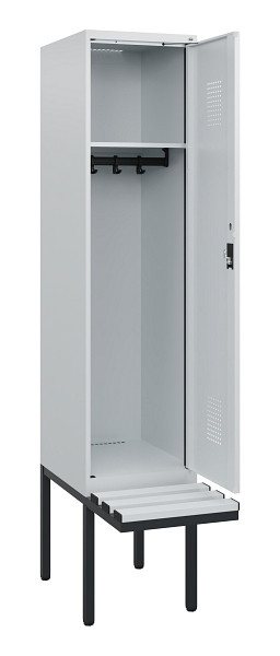 C+P Spind Evolo PLUS, 1 Abteil, 1950x400x815mm, 7035/7035, Zylinderschloss, Material Sitzfläche Kunststoff, 0490405-12 S10094