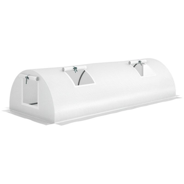 Outsunny Foliengewächshaus, Mini-Tunnelgewächshaus mit Netz-Fenster, UV-beständig, Kunststoff-Folie, 200 x 80 x 45 cm, Weiß, 845-769V00WT