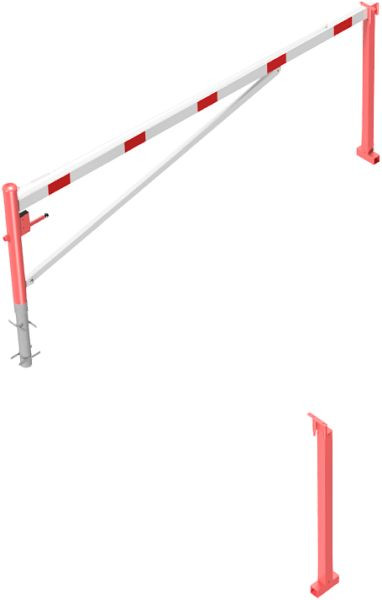 Schake Drehschranke mit Auflagepfosten und Seilzugverstärkung, zum Einbetonieren, Schrankenbaumlänge: 3500 mm, mit Profilzylinderschloss, 4213_35ZB