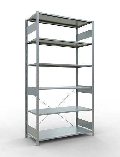 Schulte Fachbodenregal, Grundfeld, 6 Lagerebenen, Kreuzstrebe, Fachlast 150 kg, 1360 x 636 x 2500 mm, 278721