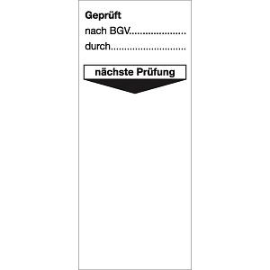 Moedel Grundplakette Geprüft nach BGV durch nächste Prüfung, Folie, 40x95 mm, 10Stück/Bogen, 55467