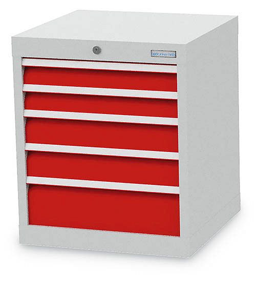 Bedrunka+Hirth Schubladenschrank, R 18-16, Schubladenanzahl: 5, 530 x 500 x 619 mm, Blendenhöhe in mm: 2x75, 2x100, 1x150, Tragkraft in kg: 75, 46.2210-75