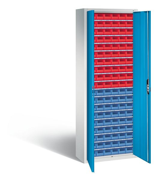 C+P Magazinschrank Serie 13, H1980xB700xT300mm, Farbe: Lichtgrau / Lichtblau, Muldengriff, 133113-23 S10049