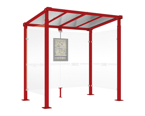 Procity Wartehalle Milano - 2 Seitenverkleidungen, Farbe RAL 3004, Maße: Breite 2500 x Höhe 2545 x Tiefe 1824 mm, 529242.3004