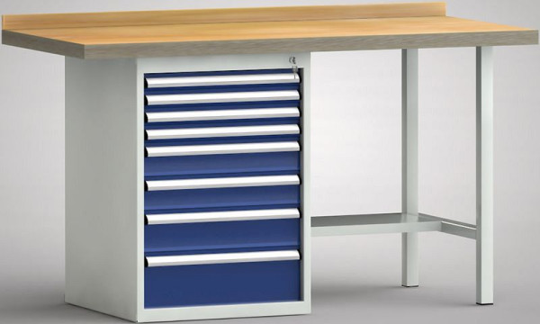 KLW Standard-Werkbank - 1500 x 700 x 900 mm L x T x H (ERGO-Version), links 4x50EA/2x100EA/125EA/175EA, WS184E-1500M40-E7030
