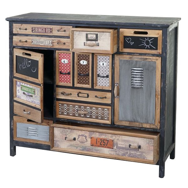 Mendler Apotheker-Schrank HWC-A43, Kommode, Tanne Holz massiv Vintage Shabby-Look 100x110x32cm, 60021