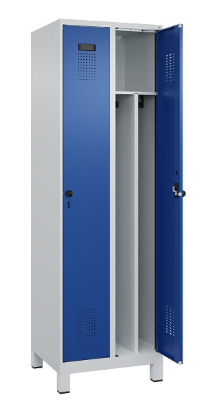 C+P Spind Evolo PLUS, mit Füßen, 2 Abteile, 1950x600x500mm, 7035/5010, Verschluss Drehriegel, 049010-20F S10006