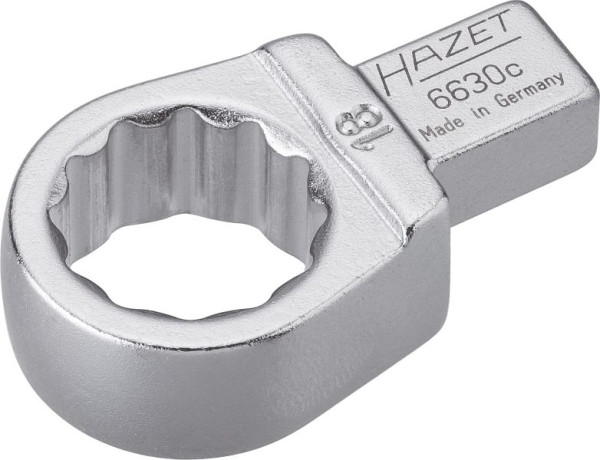 Hazet Einsteck-Ringschlüssel, Einsteck-Vierkant 9 x 12 mm, Außen-Doppel-Sechskant-Tractionsprofil, 18 mm, 6630C-18