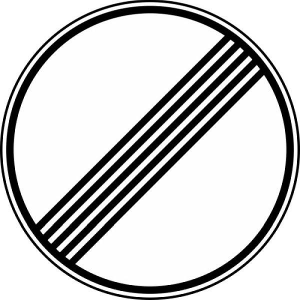 Stein HGS Ende sämtlicher streckenbezogener Geschwindigkeitsbeschränkungen und Überholverbote Nr. 282, 600mm /RA2/Flachform 2mm, 282-221