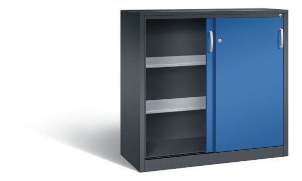 C+P Schiebetürenschrank Acurado, H1200xB1200xT500mm, Farbe: Schwarzgrau / Enzianblau, Bügelgriff, 2057-09 S10037