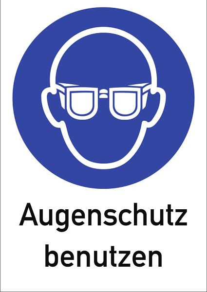 Moedel Augenschutz benutzen, Kombischild, ISO 7010, Kunststoff, 210x297 mm, 52701