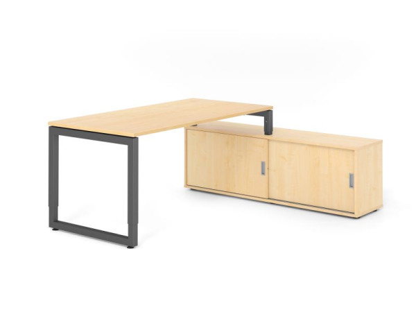 Hammerbacher Aufsatz-Schreibtisch RSE16, 160x80cm, Platte: Ahorn, 25mm dick, Rahmen Graphit, höheneinstellbar, Ahorn, VRSE16SB/3/G/3/3