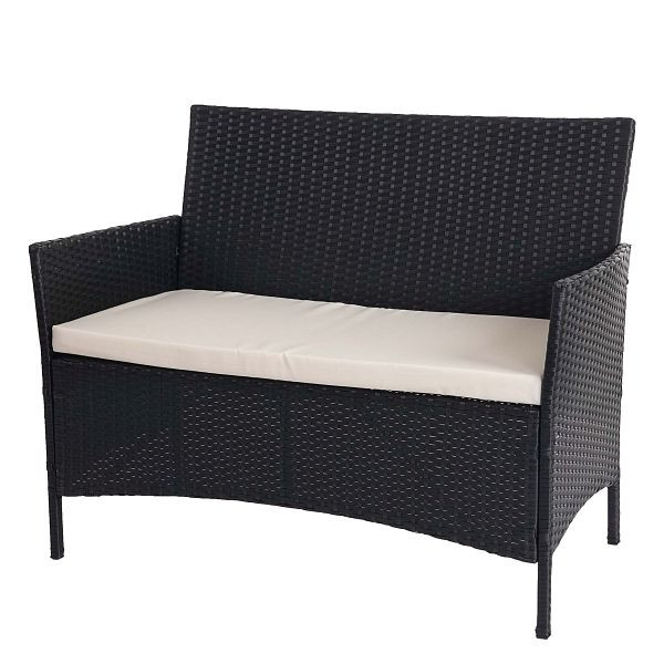 Mendler Halden, Sitzbank Bank, anthrazit, Kissen creme, 52035