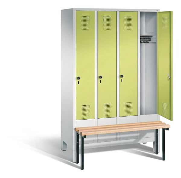 C+P Garderobenschrank Evolo, H1850xB1190xT815mm, Farbe: Lichtgrau / Viridingrün, 48030-40 S10229