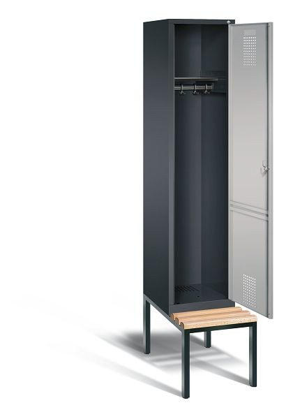 C+P Garderobenschrank Evolo, H2090xB420xT815mm, Farbe: Schwarzgrau / Weißaluminium, 48050-12 S10050